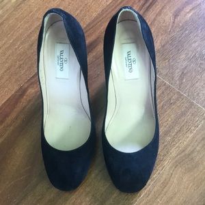 Valentino pumps - suede block heel in black